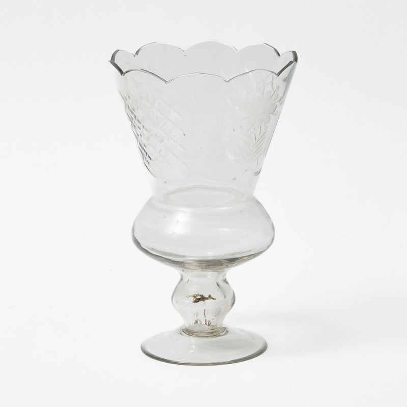 Verity Scalloped Engraved Glass Vase