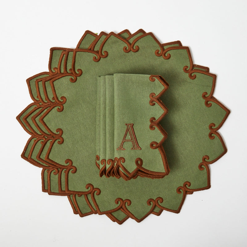 Angelina Forest Green & Brown Placemats (Set of 4) – perfect for a warm and inviting dining ambiance.