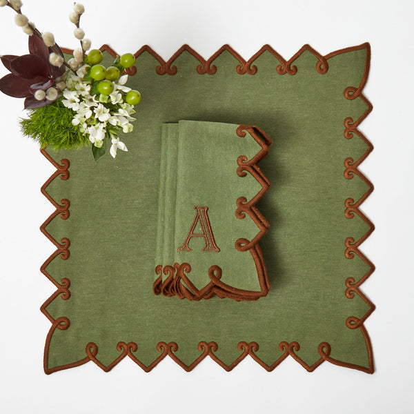 Angelina Forest Green & Brown Napkins (Set of 4) – add earthy elegance to your dining table.