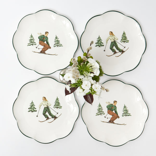 Elevate your Christmas table setting with the Heidi & Hans Skier Starter Plates - a whimsical addition to create a festive and inviting holiday atmosphere.