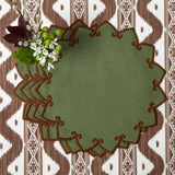 Angelina Forest Green & Brown Placemats (Set of 4) – embrace the beauty of nature at your dining table.