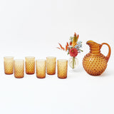 Make a statement with the Amber Hobnail Jug, a striking piece that adds character to your dining experience.