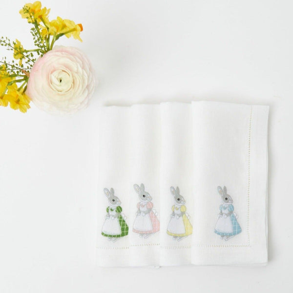 Assorted White Linen Rabbit Napkins (Set of 4) - Mrs. Alice