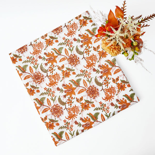 Tablecloth adorned with the vibrant hues of autumnal joy.