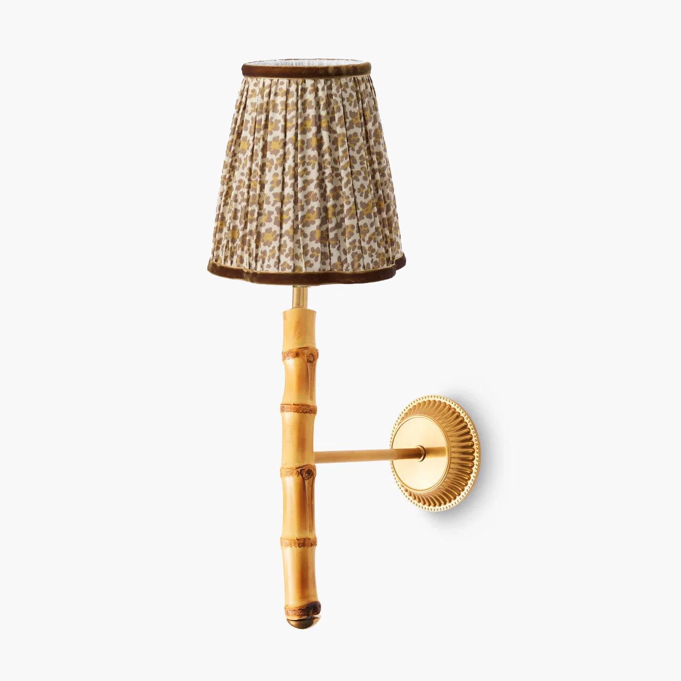 Bamboo Rechargeable Wall Light with Natural Leopard Shade (14cm)