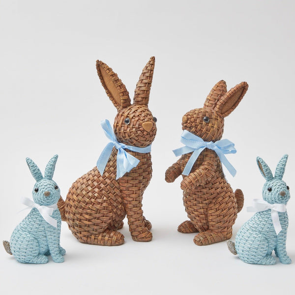 Blue & Brown Rattan Rabbit Family - Mrs. Alice