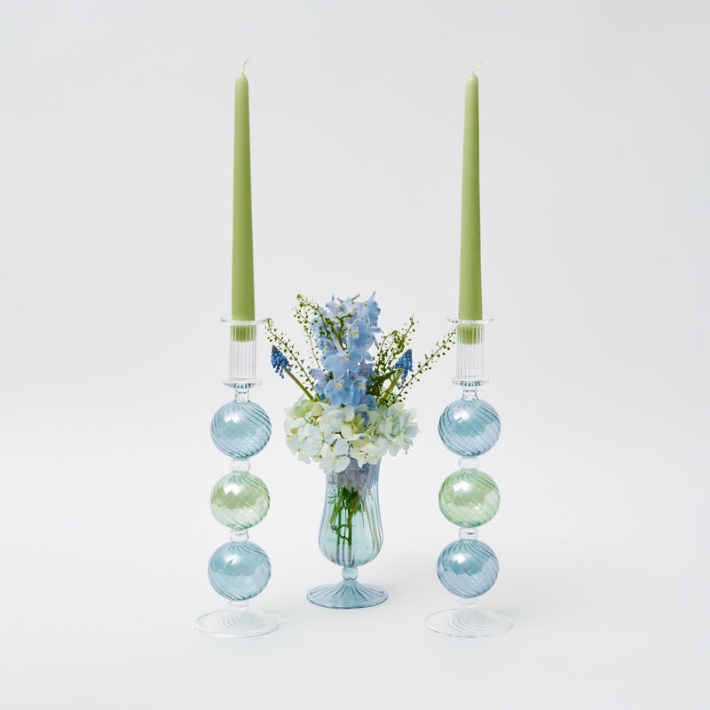 Blue & Green Camille Candle Holder (Pair) - Mrs. Alice