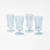 Blue and White Rim Frilled Glasses (Set of 4) - Mrs. Alice