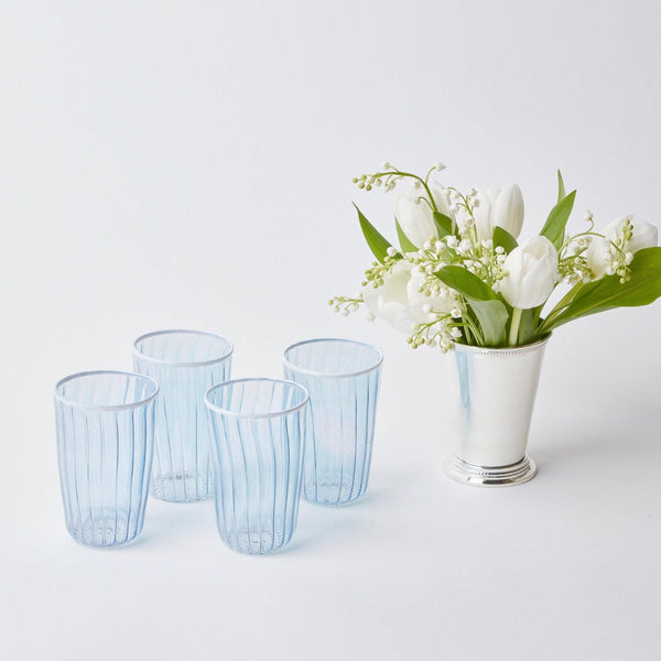 Blue & White Rim Water Glasses (Set of 4) - Mrs. Alice