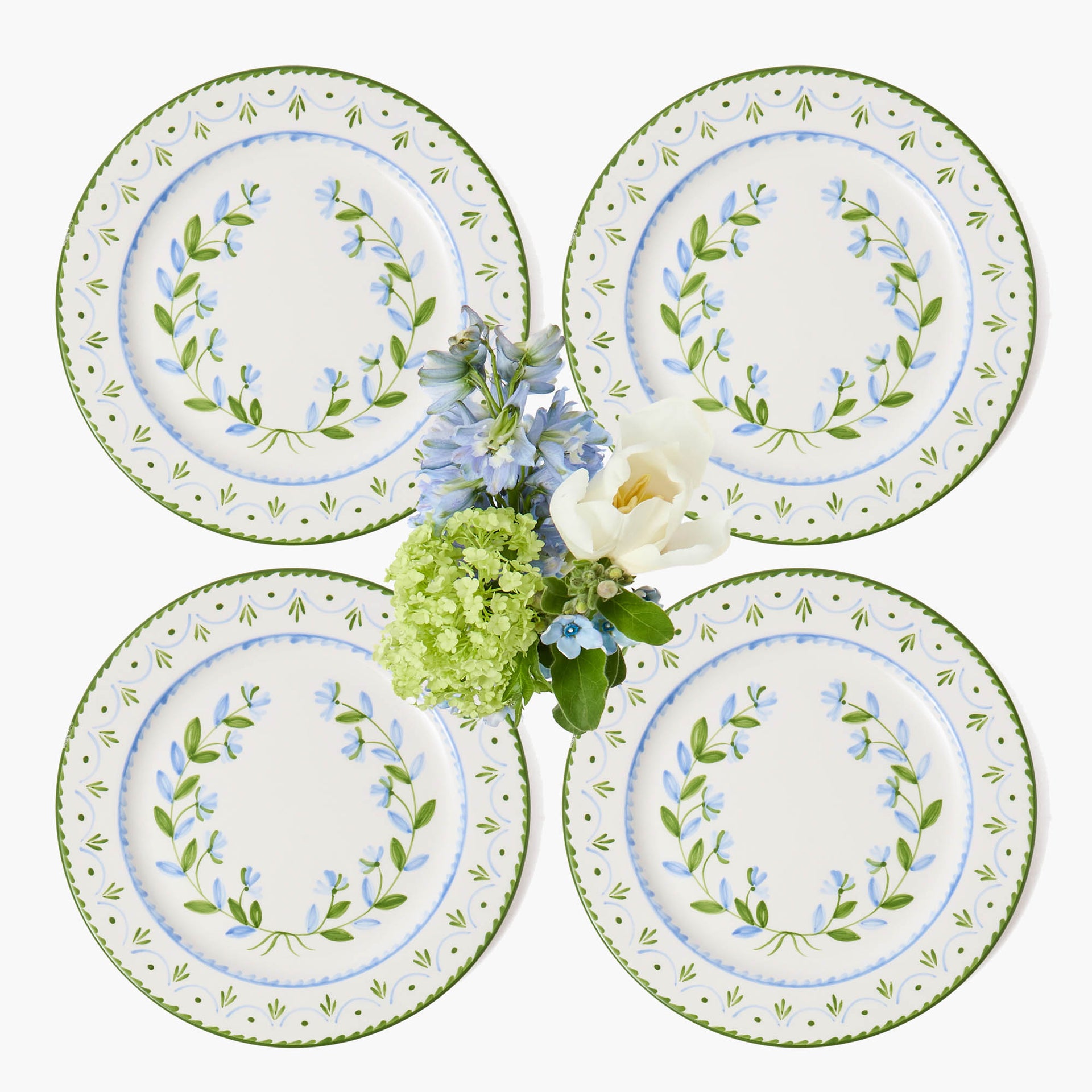 Josephine Green & Blue Dinner Plates (Set of 4)