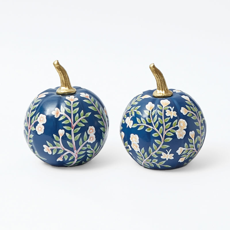 Whimsical charm: Blue Chinoiserie Pumpkins for autumnal allure.