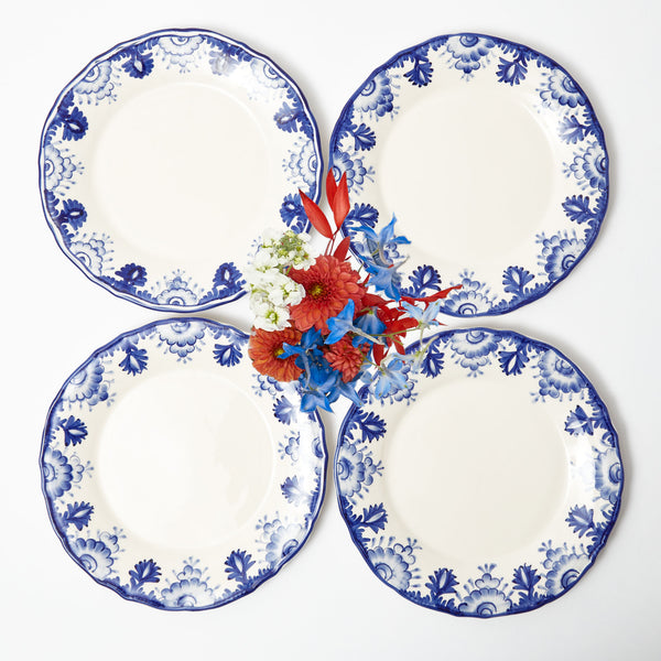 Set of 4 dinner plates featuring the classic Blue Deauville design.