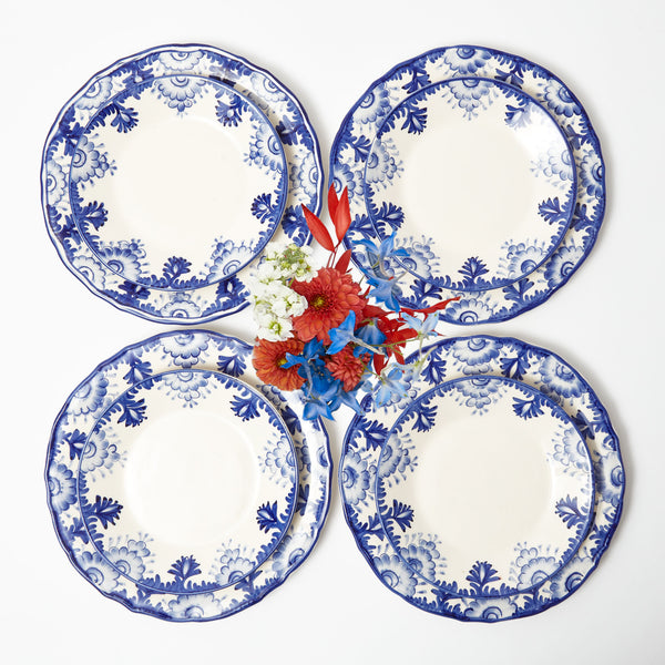 Set of 4 dinner and starter plates with the sophisticated Blue Deauville design.