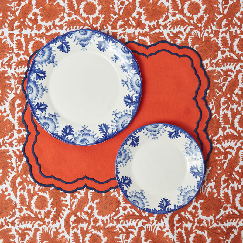 Blue Deauville dinner plates, a set of 4 featuring an elaborate pattern.