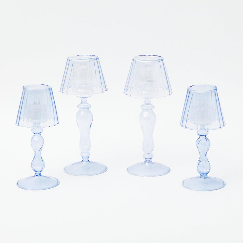 Blue Glass Lantern Tea Light Holder Set - Mrs. Alice