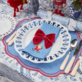 Blue Hand Embroidered Father Christmas Napkins (Set of 4) - Mrs. Alice