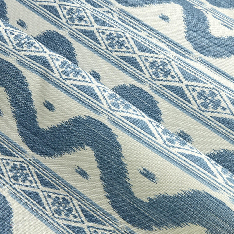 Blue Ikat Stripe Fabric - Mrs. Alice