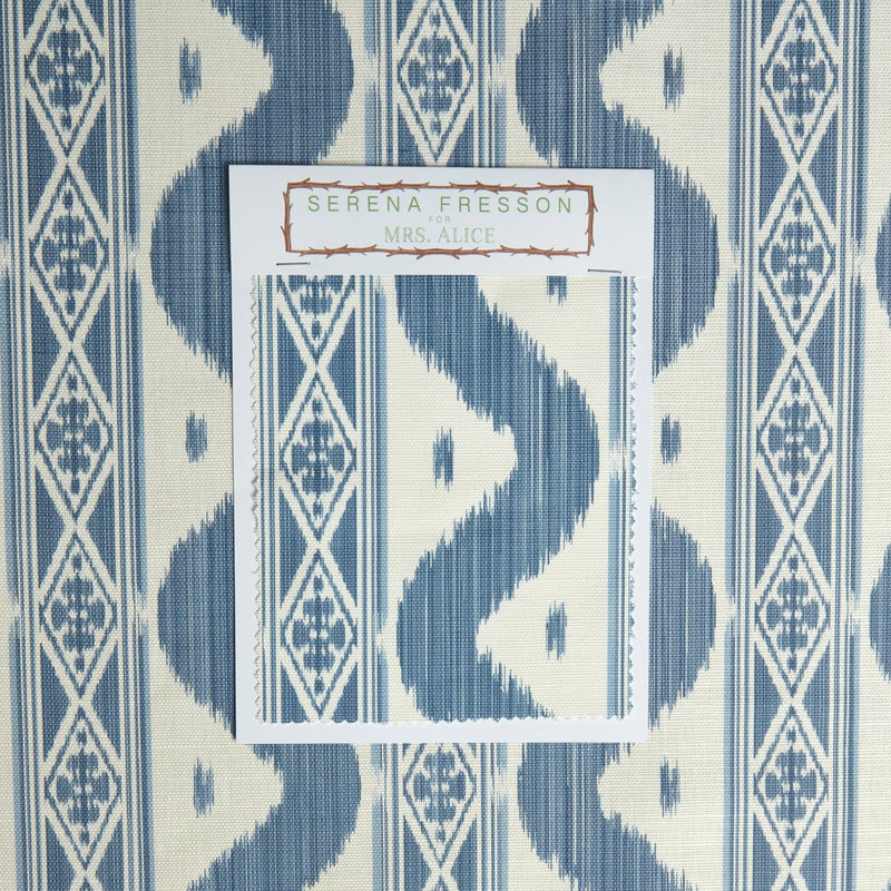 Blue Ikat Stripe Fabric - Mrs. Alice