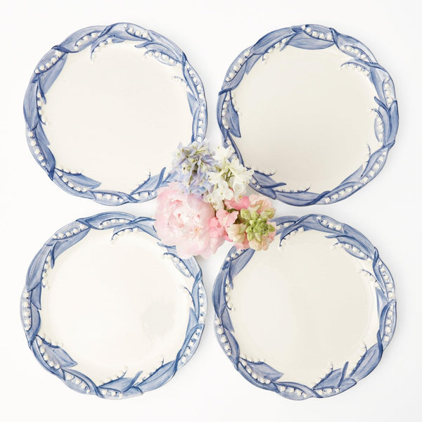 Blue Lily of the Valley Dinner Plates (Set of 4) - Mrs. Alice