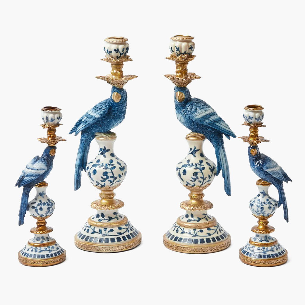 Blue Parrot Candle Holder Set Mrs. Alice