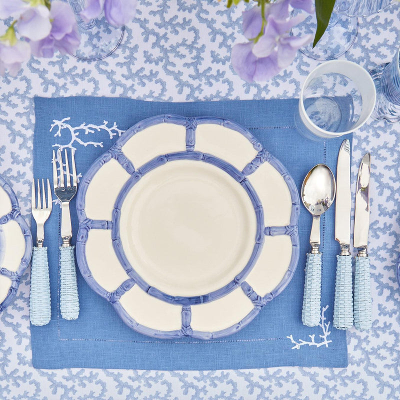 Coastal chic: Blue Petal Bamboo Dinner Plate.