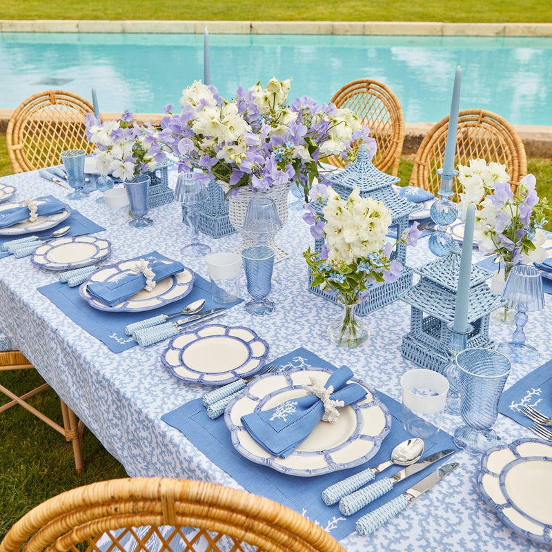 Rustic charm: Blue Petal Bamboo Plate for chic settings.