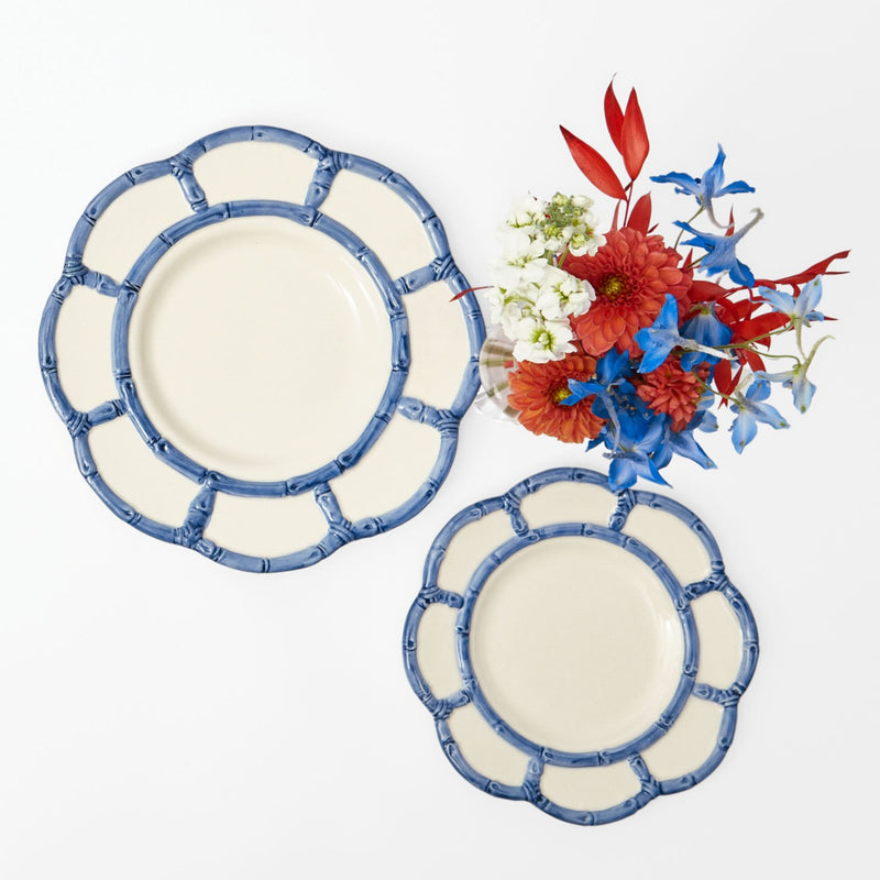 Blue Petal Bamboo Dinner & Starter Plates (Set of 8)