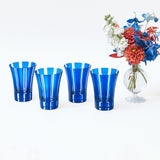 Set of 4 Royal Blue Positano glasses for stylish drinkware.