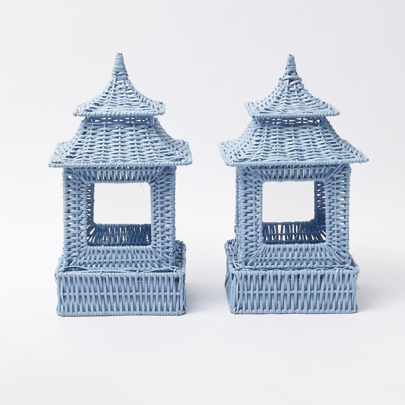 Blue Rattan Pagoda Lantern - Mrs. Alice