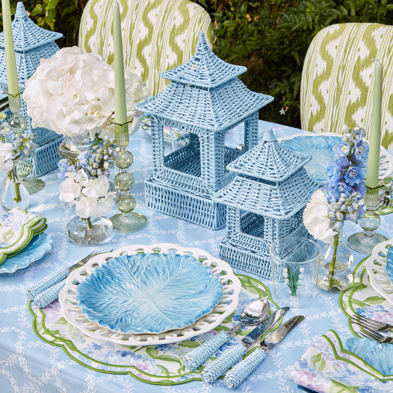 Blue Rattan Pagoda Lantern - Mrs. Alice