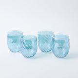 Blue Swirl Water Glasses with White Rim (Set of 4) - Mrs. Alice