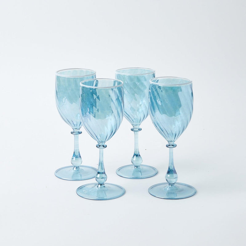 Blue Swirl Wine Glasses with White Rim (Set of 4) - Mrs. Alice