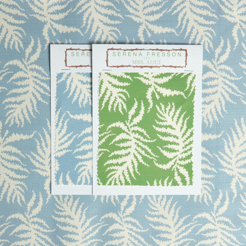 Blue Trailing Ferns Fabric - Mrs. Alice