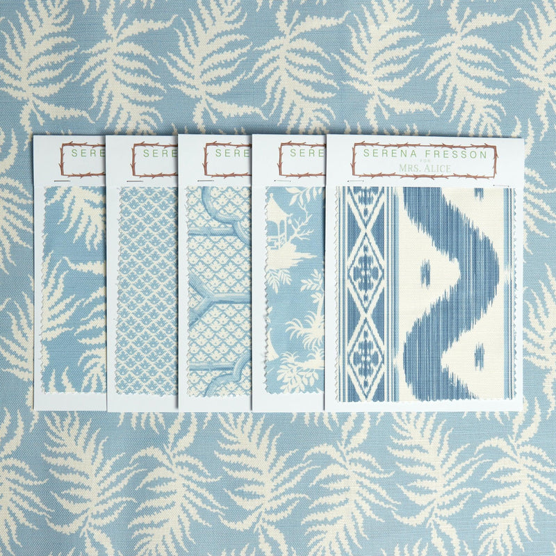 Blue Trailing Ferns Fabric - Mrs. Alice