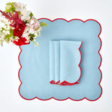 Blue with Red Scallop Napkins (Set of 4) - Mrs. Alice