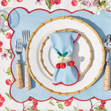 Blue with Red Scallop Placemat (Set of 4) - Mrs. Alice