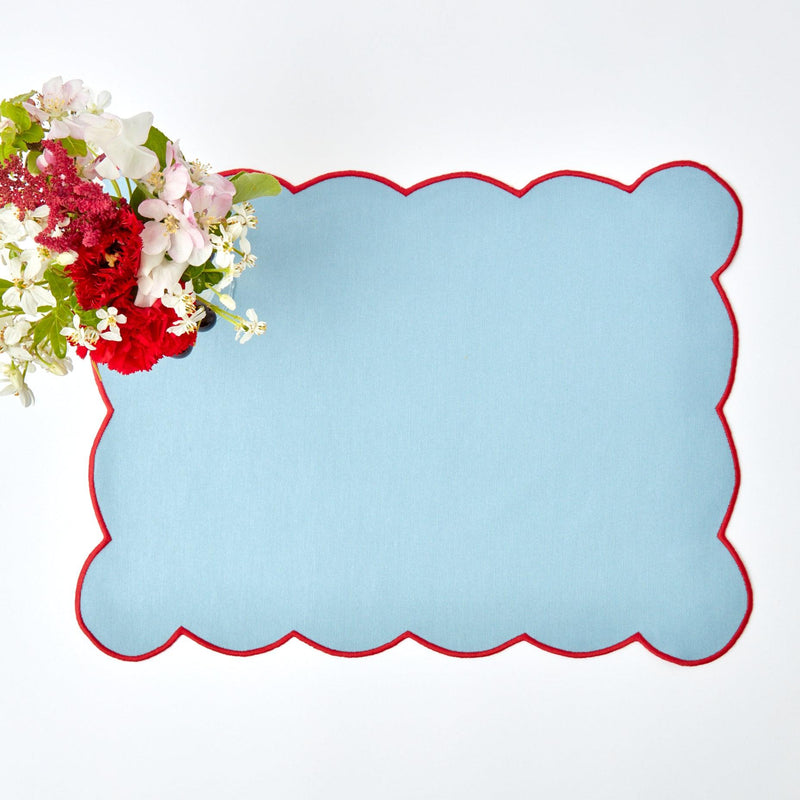 Blue with Red Scallop Placemat (Set of 4) - Mrs. Alice