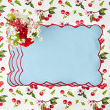 Blue with Red Scallop Placemat (Set of 4) - Mrs. Alice