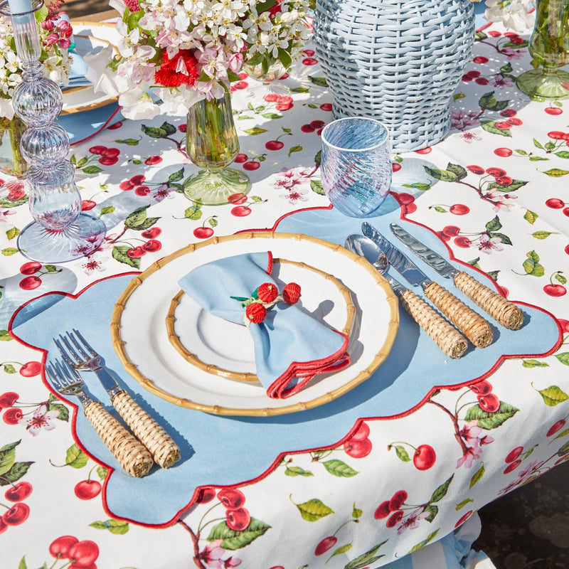 Blue with Red Scallop Placemat (Set of 4) - Mrs. Alice
