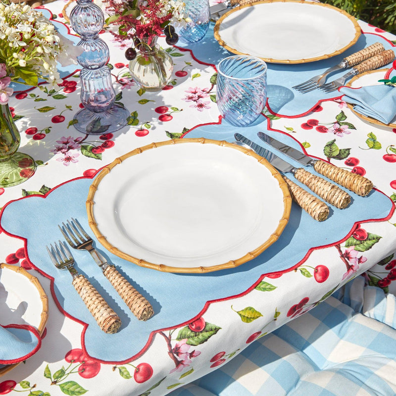 Blue with Red Scallop Placemat (Set of 4) - Mrs. Alice