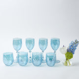 Blue with White Rim Swirl Glassware (Set of 8) - Mrs. Alice
