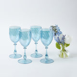 Blue with White Rim Swirl Glassware (Set of 8) - Mrs. Alice