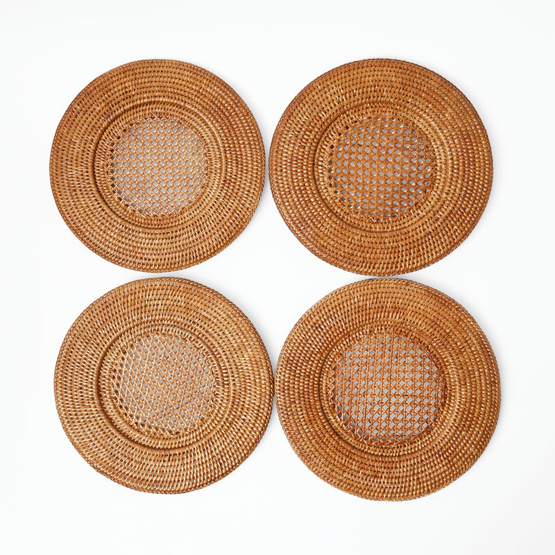 Brown Rattan Charger Plates (Set of 4)