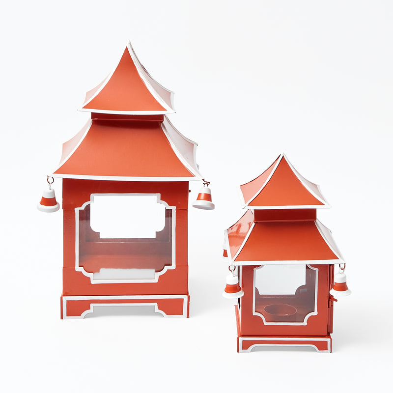 Experience the rustic allure of the Burnt Orange Pagoda Lantern Set, crafted to infuse your space with a touch of natural elegance and charm.