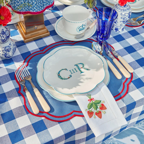 Camilla Blue & Red Linen Placemats (Set of 4) - Mrs. Alice