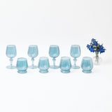 Elevate your beverage ambiance with the timeless allure of the Camille Blue Water Glasses, featuring four glasses that bring a sense of sophistication and a refreshing blue hue to your refreshment experience.