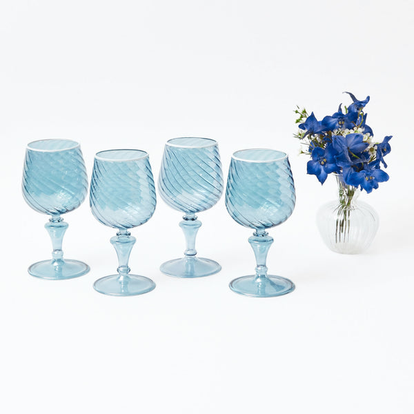 Camille Blue Wine Glasses (Set of 4)