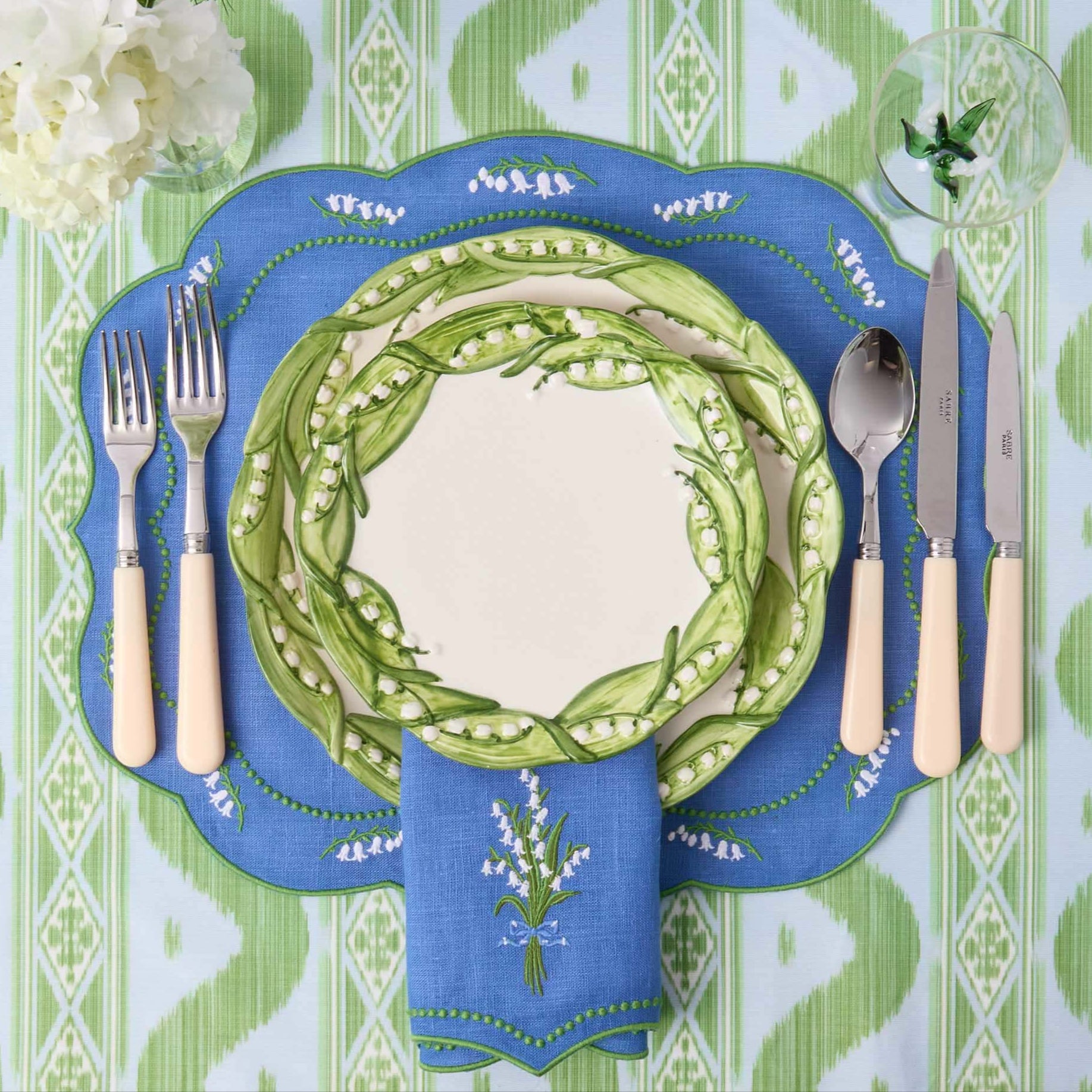 Blue Lily of the Valley Linen Napkins (Set of 4)