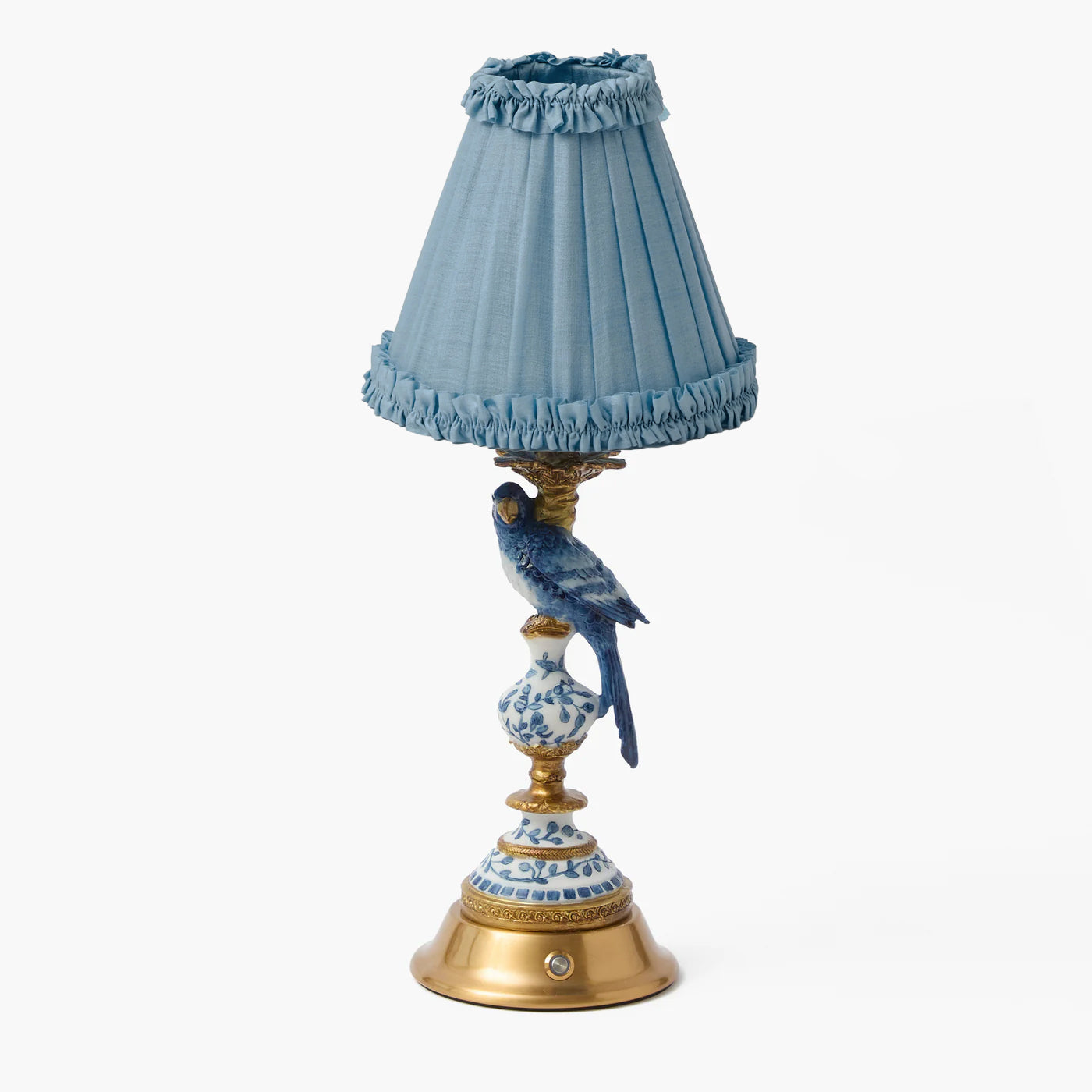 Soft Blue Silk Frilled Lampshade (18cm)