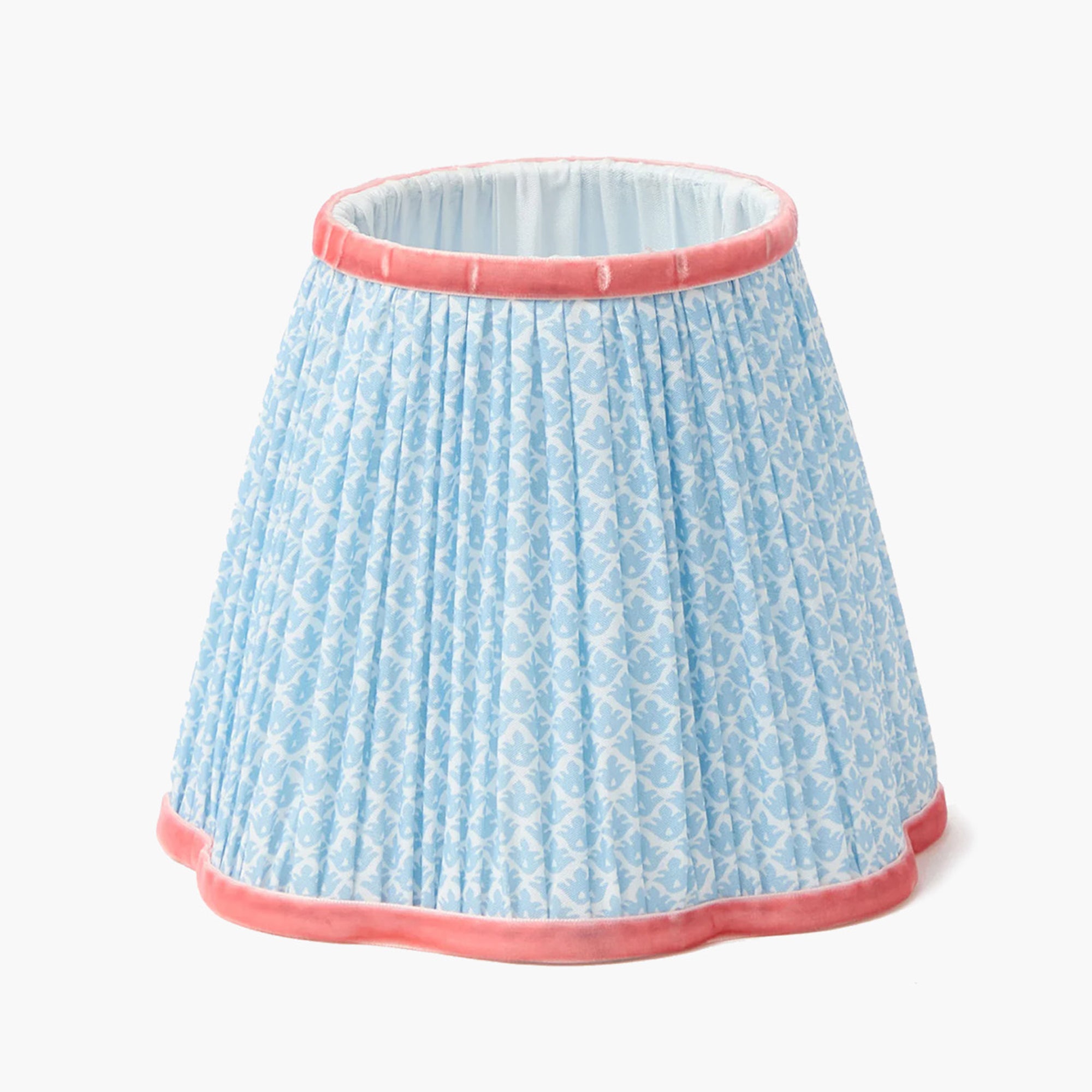 Soft Blue & Coral Lotus Lampshade (18cm)